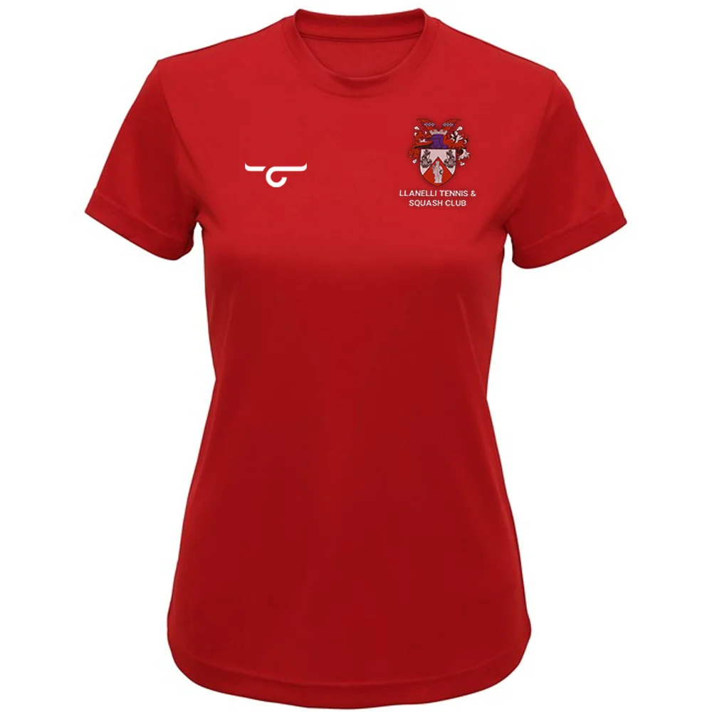 Llanelli Ladies Tennis & Squash Club performance T-shirt - Image 4